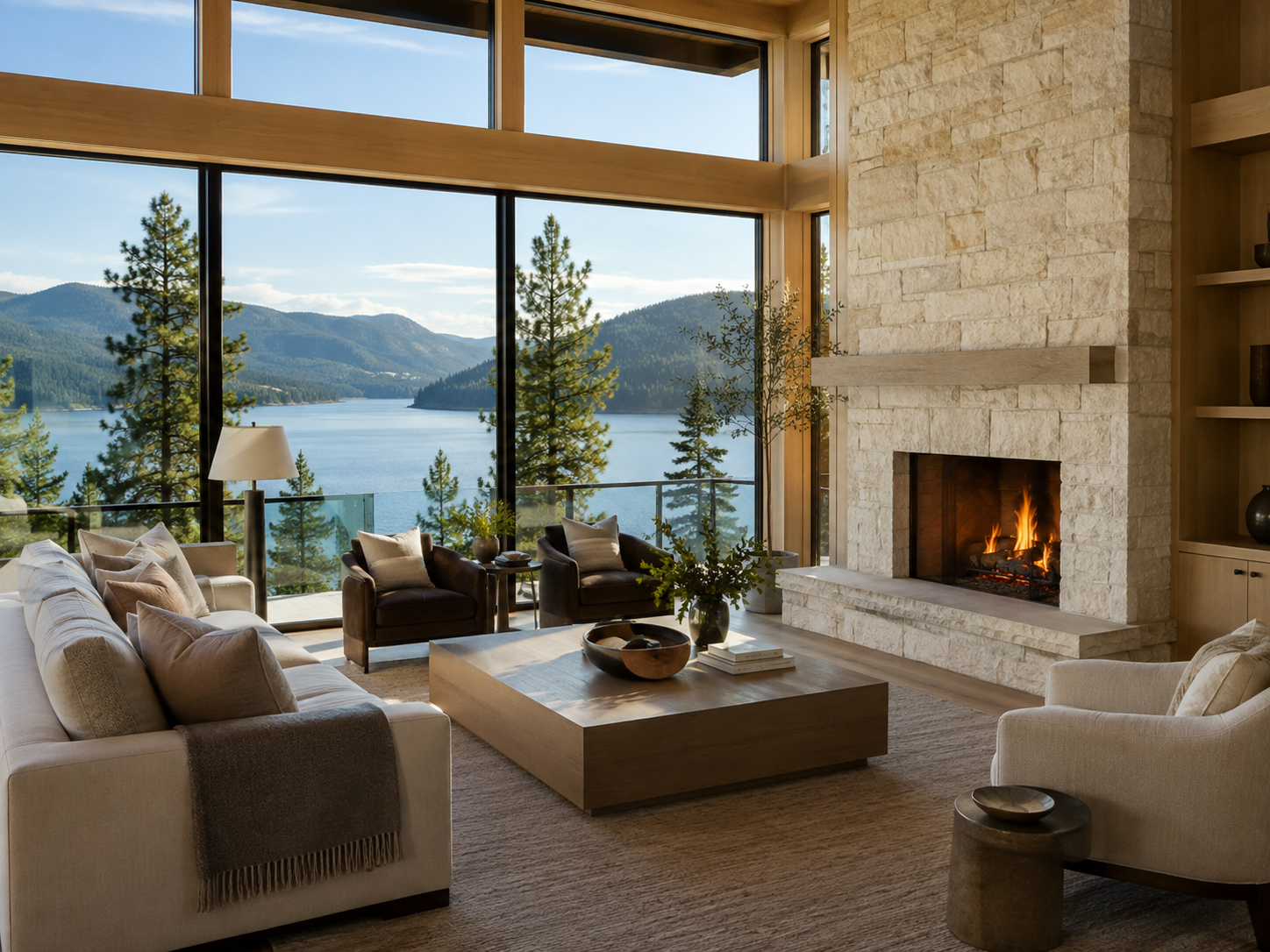 Luxury interior overlooking Lake Coeur d'Alene